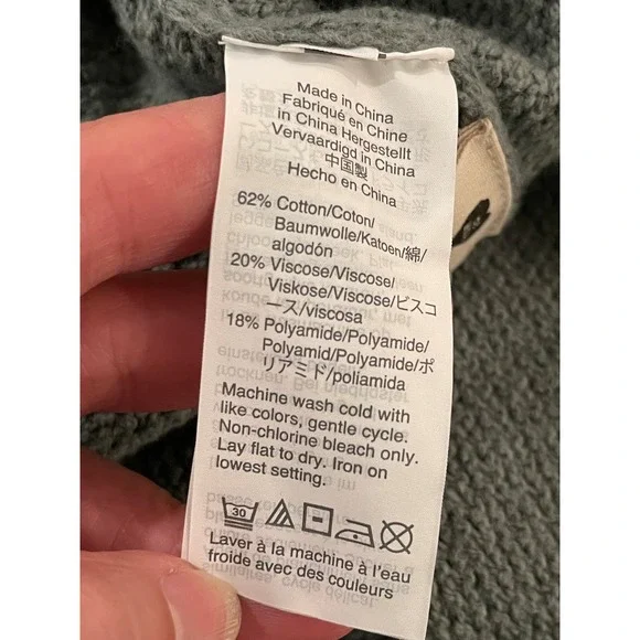 00127 - Madewell Off Grey-Green Waffle Knit High-Low Pullover Sweater S - Picture 7 of 11